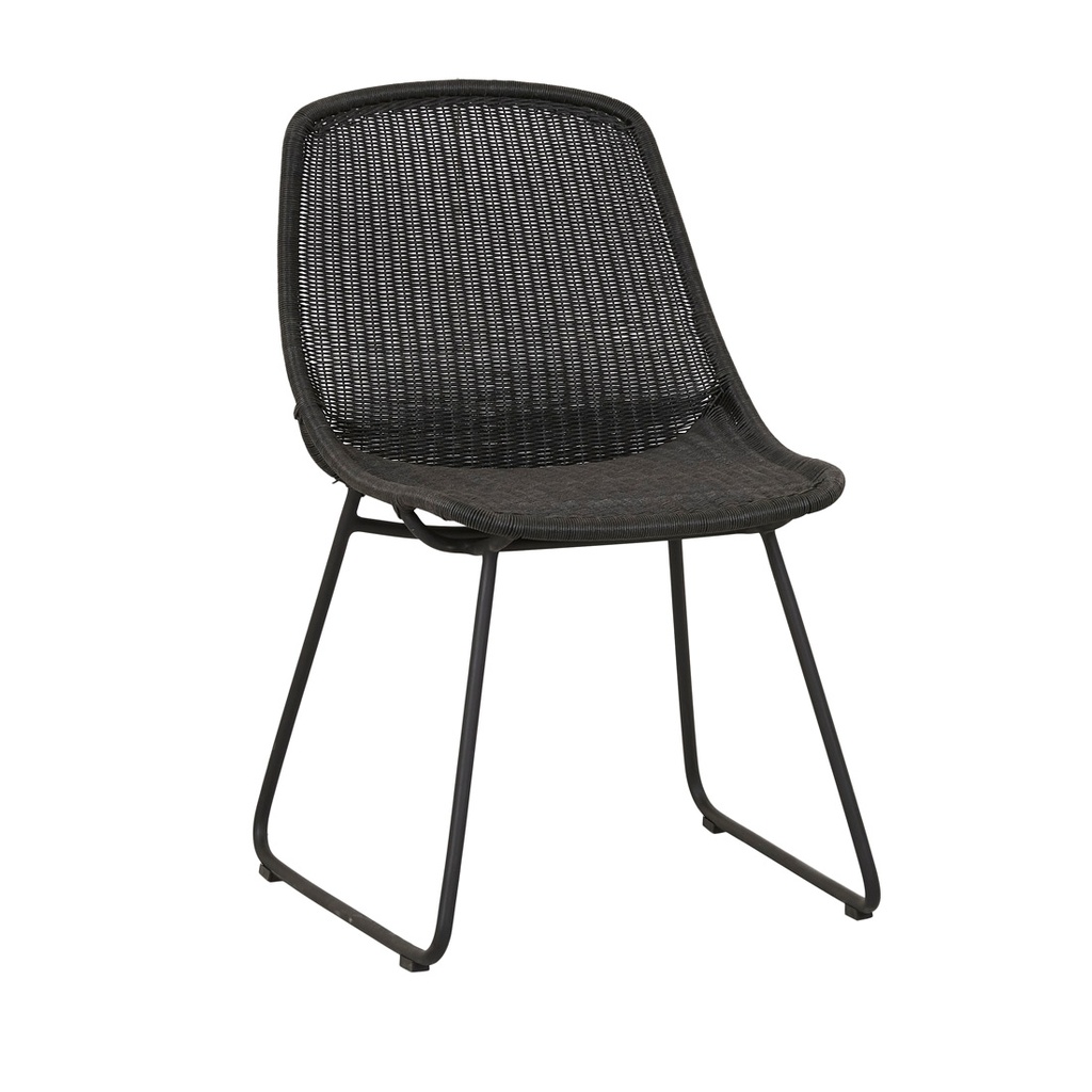 [GRANADA-SCOOP-CLOSED-WEAVE-ALU-CHAIR-LICORICE-CH-GRAN-SCO-CL-ALU] Granada Scoop Closed Weave Aluminium Dining Chair - Licorice