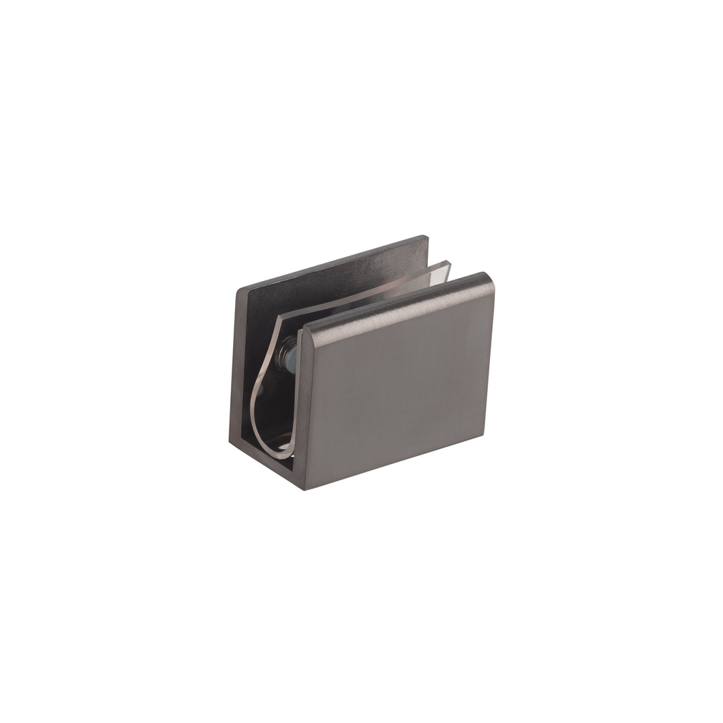 [16017] Pius Glass Panel Clip 10mm - Brushed Gunmetal