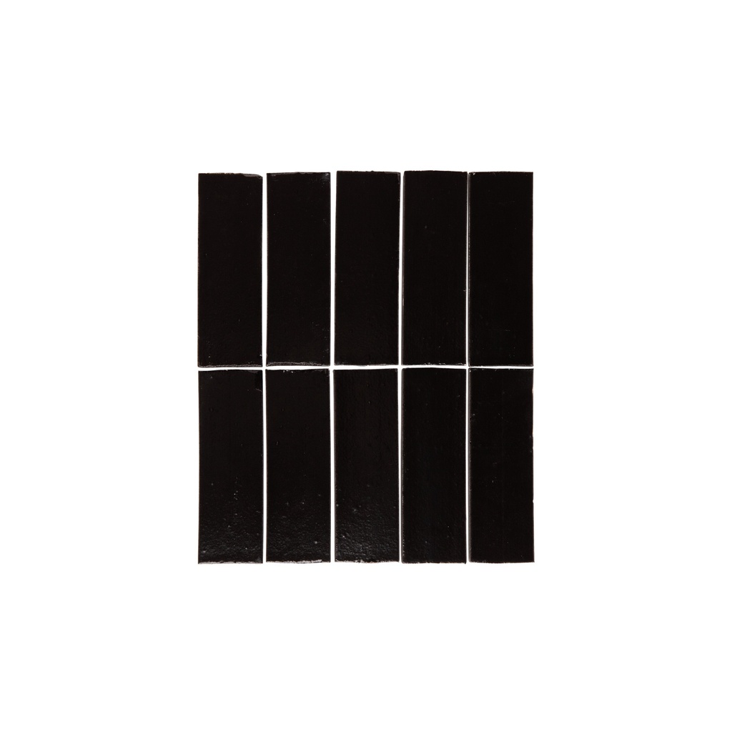 Rommani Handmade Zellige Rectangle Tile - Raven Black