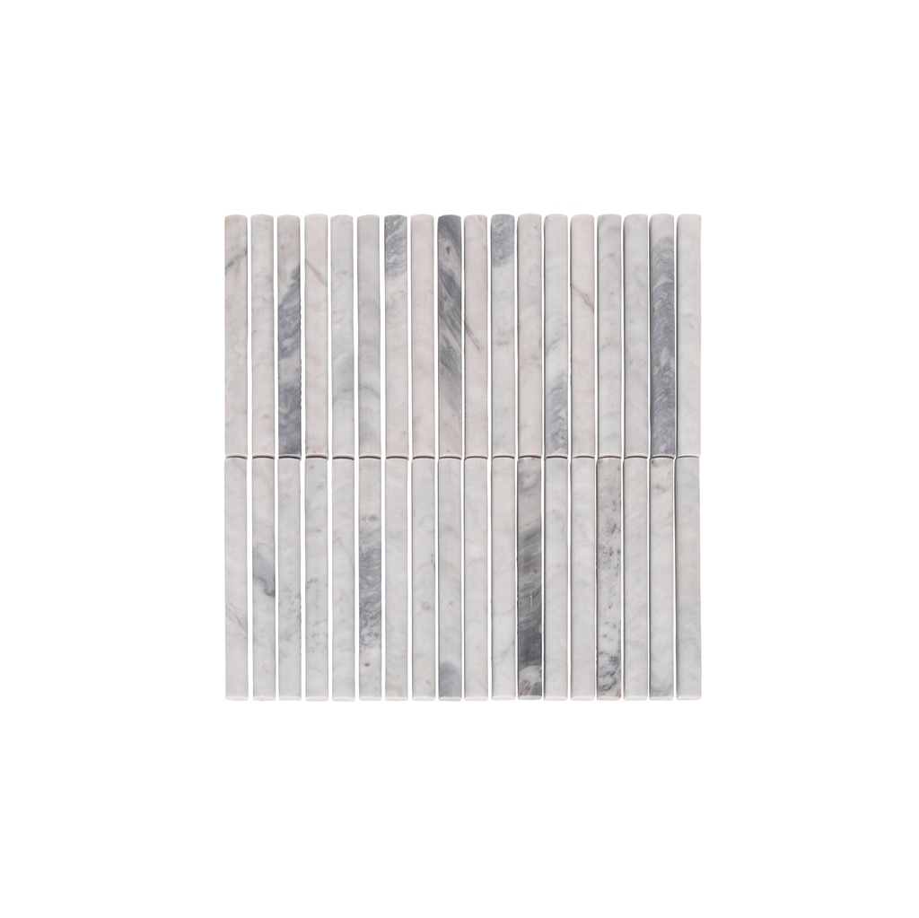 [16890] Okawa Rounded Finger Mosaic Tile - Grey Marble