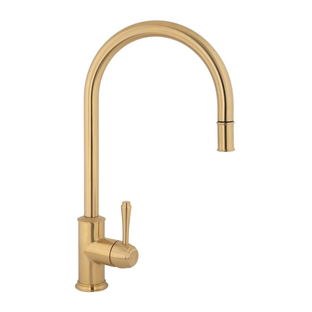 [16907] Kingsley Commercial Pull-Out Kitchen Mixer - Brushed Brass