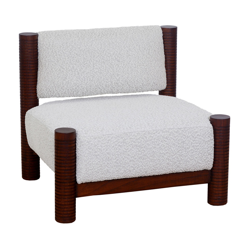 Trove Ridged Occasional Chair - Ivory Boucle - Chestnut