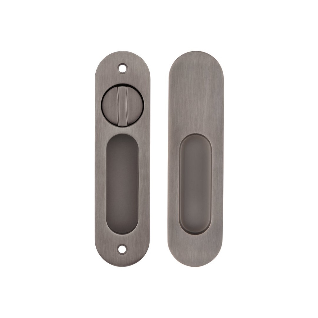 [17014] Leroy Sliding Double Door Privacy Set - Brushed Gunmetal