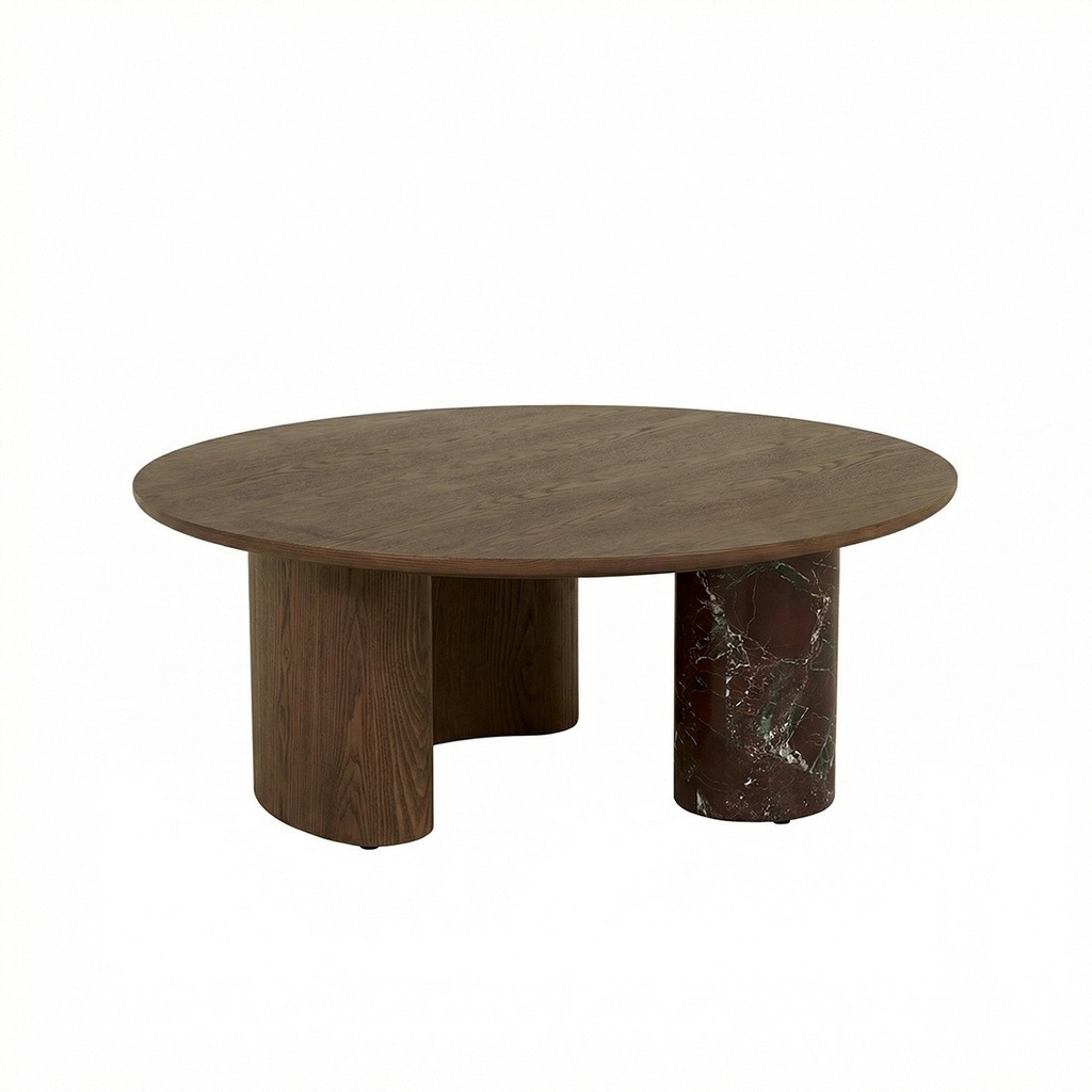 Helio Coffee Table - Smoked Ash - Matt Rouge Marble