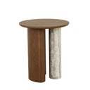 Helio Side Table - Smoked Ash - Natural Travertine