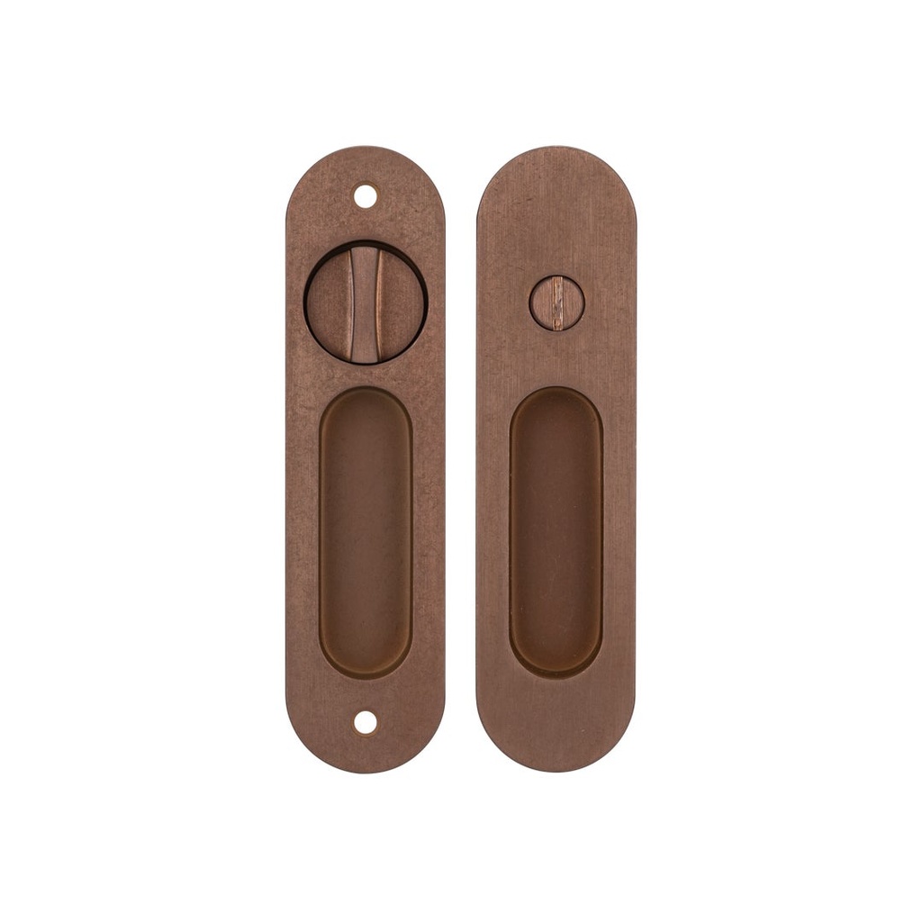 [17514] Leroy Sliding Door Privacy Set - Antique Bronze