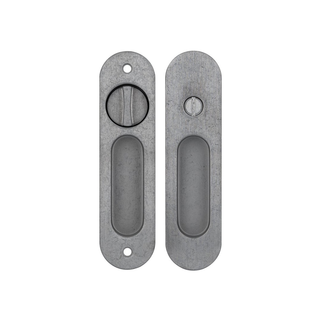 [17672] Leroy Sliding Door Privacy Set - Antique Steel