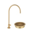 Mini Water Filter Tap with Font Drain - Brushed Brass
