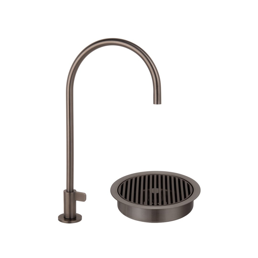 Mini Water Filter Tap with Font Drain - Brushed Gunmetal