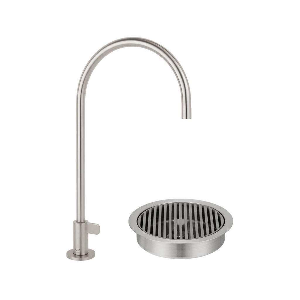 Mini Water Filter Tap with Font Drain - Brushed Stainless Steel
