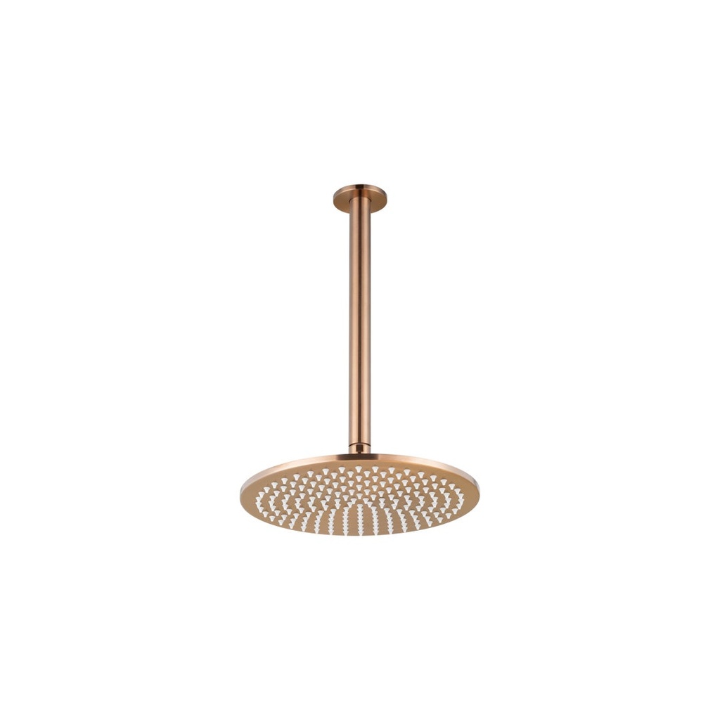 [18117] Shower Dropper Round 300mm &amp; Head Set - Brushed Copper