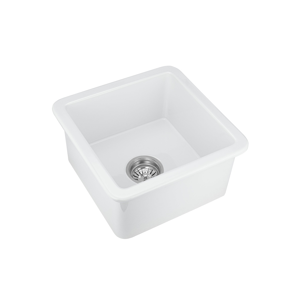 [18335] Hendricks Single Fireclay Sink 457mm - Gloss White