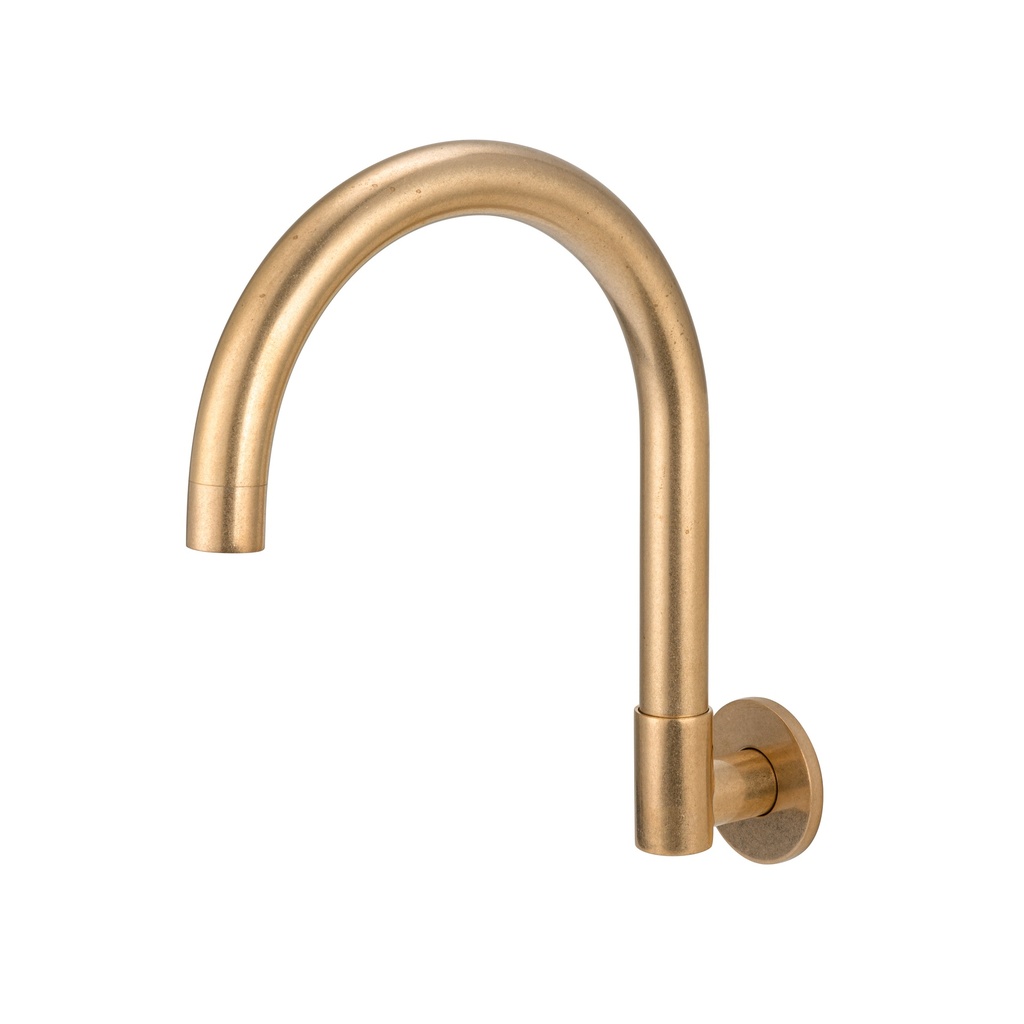 [18784] Gooseneck Wall-Mounted Swivel Spout - Tumbled Aged Brass