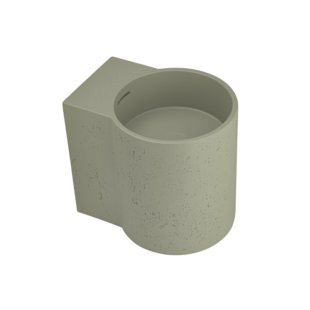 Atelis Cylinder Wall-Hung Concrete Basin (Overflow) - Sage Green