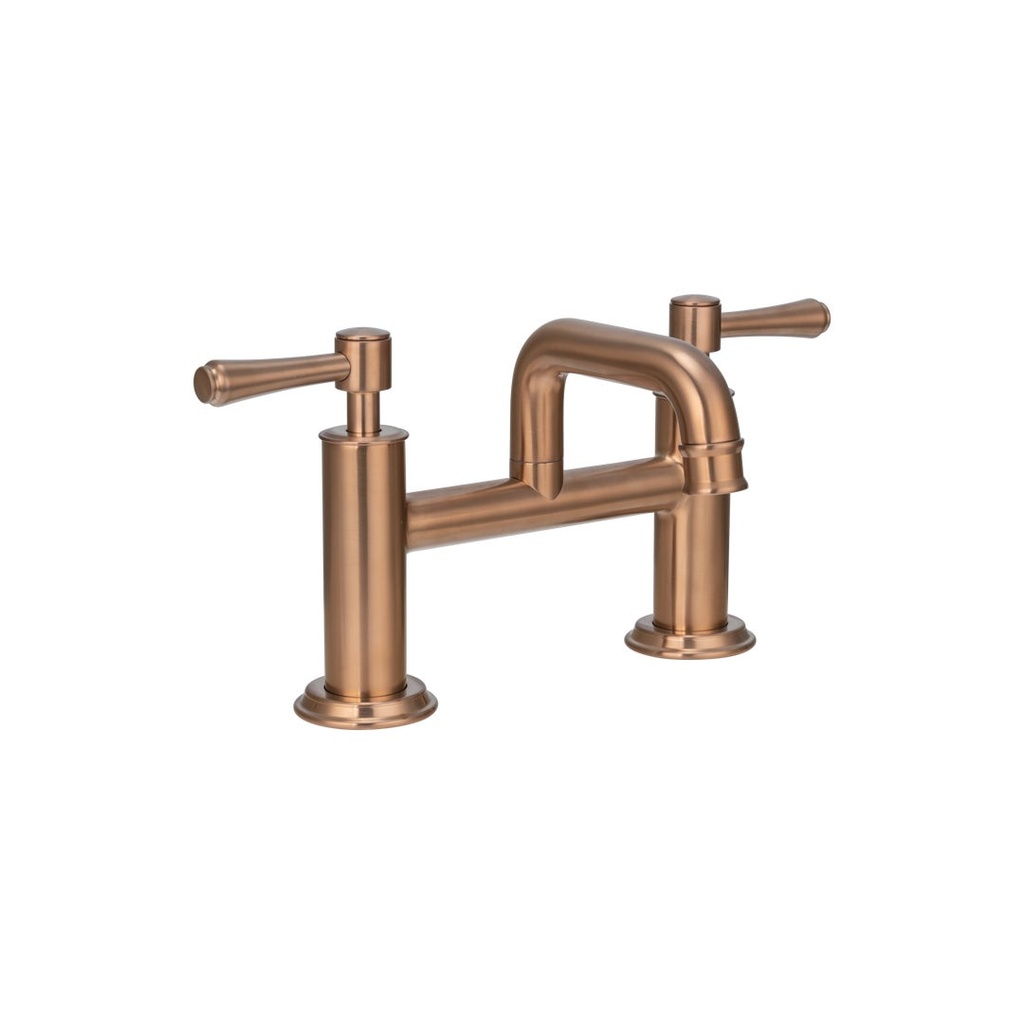 [19107] Kingsley Basin Bridge Mixer Tap - Brushed Copper