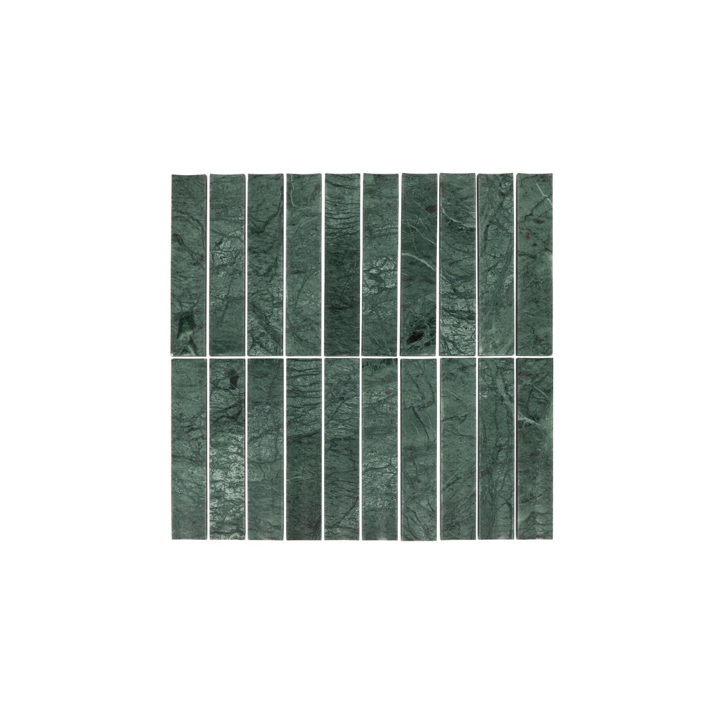 [19188] Saroma Natural Stone Inverted Finger Mosaic Tile - Green Marble