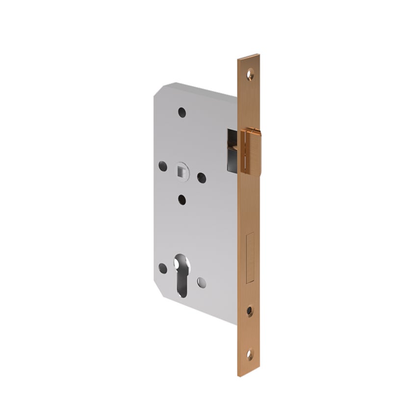 [16310] Entry Door Handle Mortice Lock - 60mm Backset - Brushed Copper