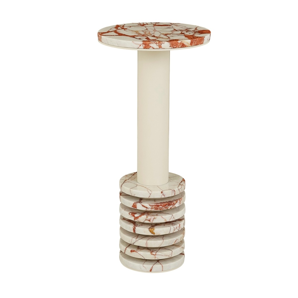 Halo Marble Side Table - Satin Calacutta Rosa - Warm Clay