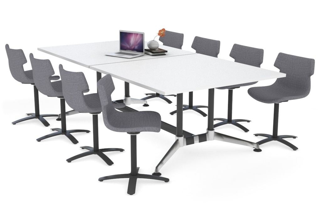 Boardroom Table Premium Indented Chrome Legs Blackjack [2400L x 1200W]