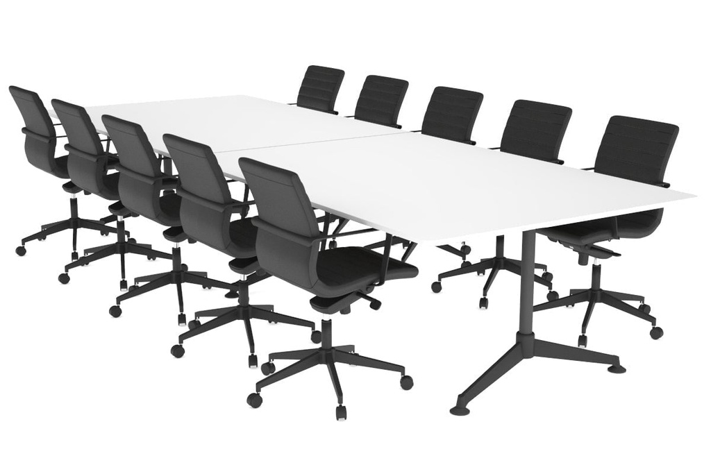 Boardroom Table Premium Indented Black Legs Blackjack [3200L x 1100W with Rounded Corners]