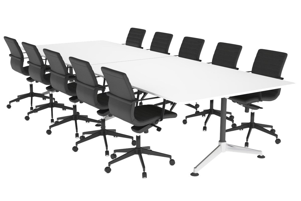 Boardroom Table Premium Indented Chrome Legs Blackjack [3200L x 1100W with Rounded Corners]