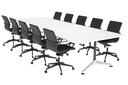 Boardroom Table Premium Indented Chrome Legs Blackjack [3200L x 1100W with Rounded Corners]