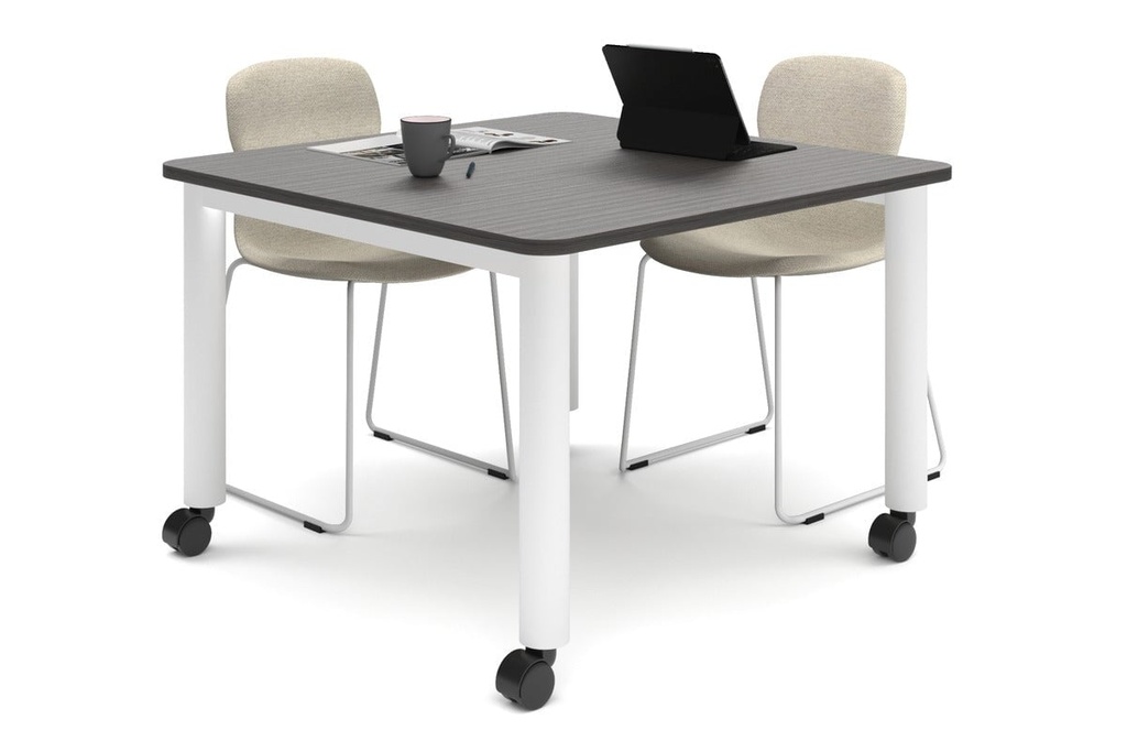Quadro 80mm Cylinder Leg Mobile Meeting Table - Rounded Corners [1100L x 1100W with Rounded Corners]