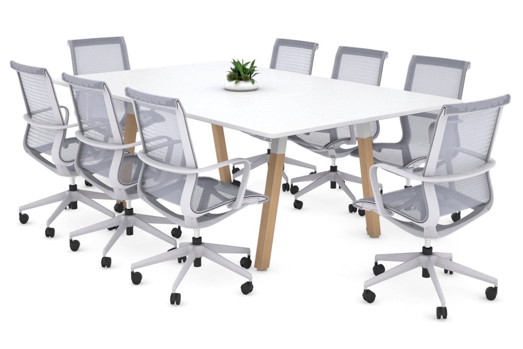 Quadro A Legs Modern Boardroom Table Wood Legs - Rounded Corners [1800L x 1100W with Rounded Corners]