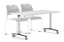 Folding / Flip Top Mobile Meeting Room Table with Wheel Chrome Legs Domino [1800L x 700W]