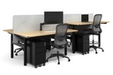 Flexi Height Adjustable 4 Person H-Bench Workstation - Black Frame [1600L x 700W]