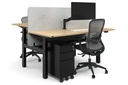 Just Right Height Adjustable 2 Person H-Bench Workstation - Black Frame [1400L x 700W]
