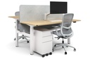 Just Right Height Adjustable 2 Person H-Bench Workstation - White Frame [1600L x 700W]