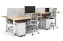 Just Right Height Adjustable 4 Person H-Bench Workstation - White Frame [1200L x 700W]