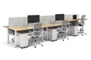 Just Right Height Adjustable 6 Person H-Bench Workstation - White Frame [1800L x 800W with Cable Scallop]