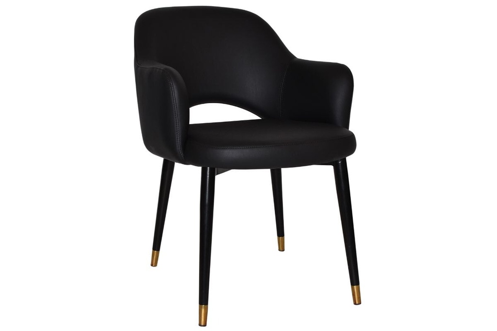 [KACALMEBKBRVBK|437()] EZ Hospitality Cairo Indoor Armchair Metal Base - Slim Black Brass 4 Leg