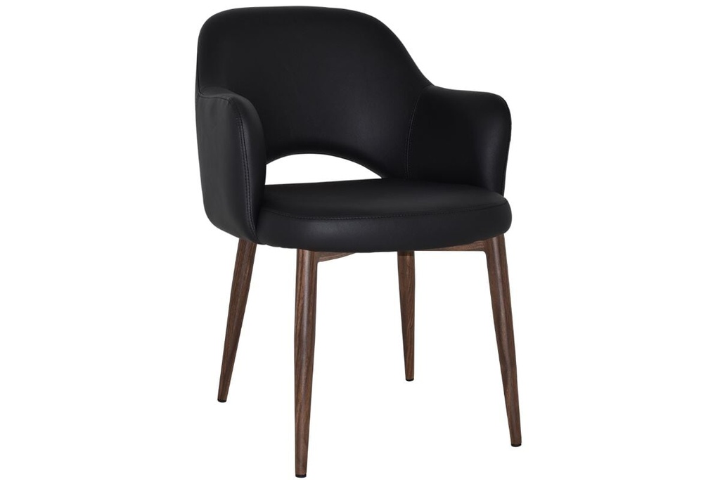 EZ Hospitality Cairo Indoor Armchair Metal Base - Slim Light Walnut 4 Leg