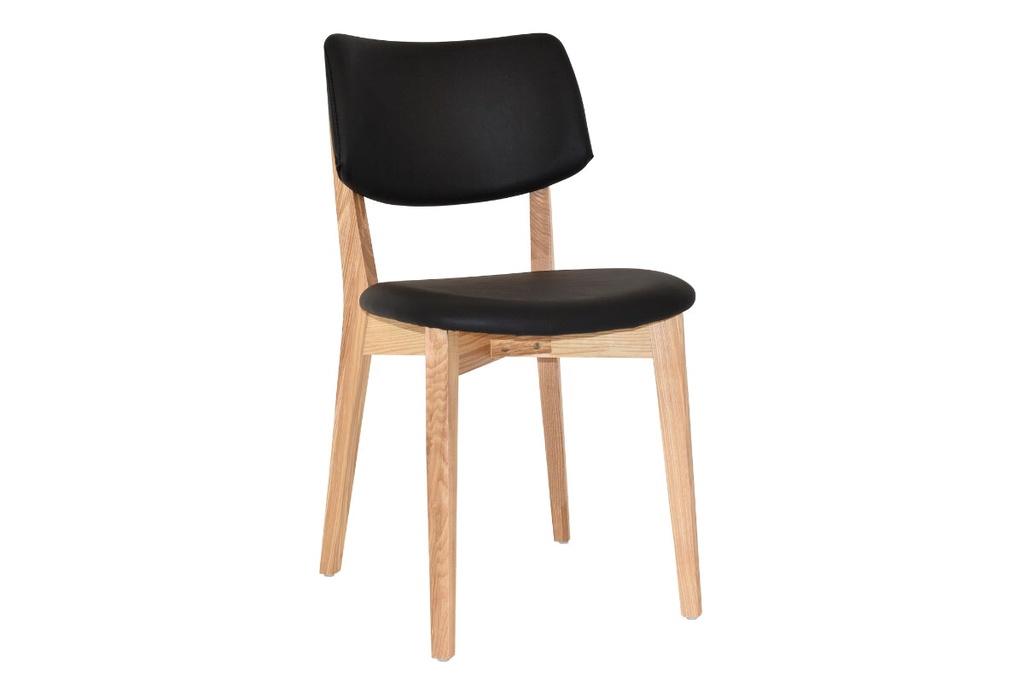 EZ Hospitality Phoenix Commercial Quality Timber Chair - Black Vinyl Seat and Back