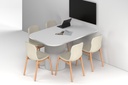 Baobab Circular Base Half Meeting Table - Large Rounded Corners [1500L x 1000W with Large Rounded Corners]