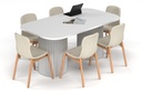 Baobab Circular Base Boardroom Table - Large Rounded Corners [1800L x 1000W with Large Rounded Corners]