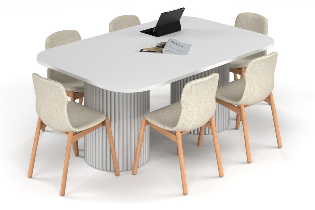 Baobab Circular Base Boardroom Table - Large Rounded Corners [1800L x 1200W with Large Rounded Corners]