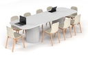 Baobab Circular Base Boardroom Table - Large Rounded Corners [3000L x 1000W with Large Rounded Corners]