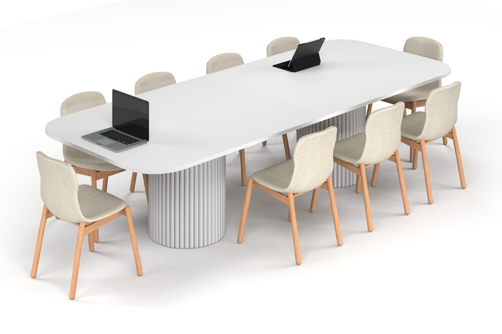 Baobab Circular Base Boardroom Table - Large Rounded Corners [3000L x 1200W with Large Rounded Corners]