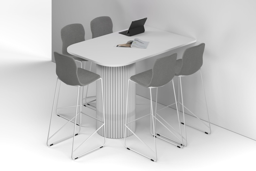 [NONE,BAOC1510.W.R.WT|0,1042()] Baobab Circular Base Half Counter Rectangular Table - Large Rounded Corners [1500L x 1000W with Large Rounded Corners]