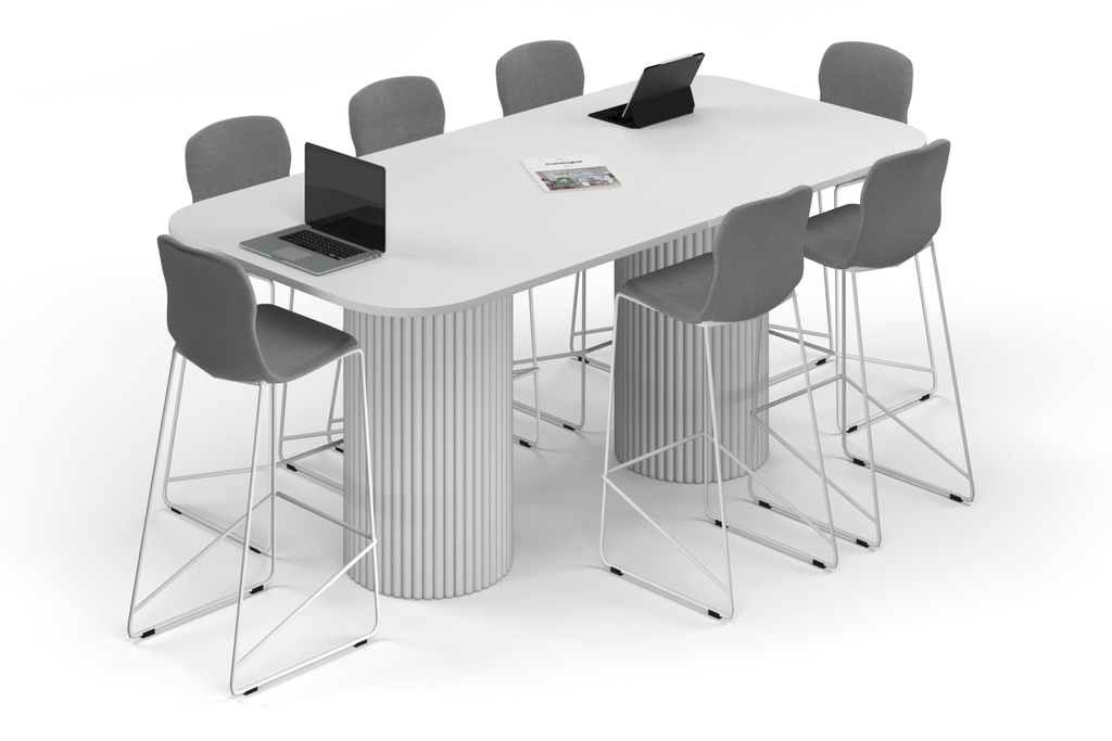 [NONE,BAOC2412.W.R.WT|0,1990()] Baobab Circular Base Counter Rectangular Table - Large Rounded Corners [2400L x 1200W with Large Rounded Corners]