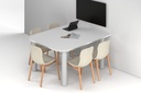 Quadro Cylinder Leg Modern Half Meeting Table - Large Rounded Corners [1500L x 1200W with Large Rounded Corners]