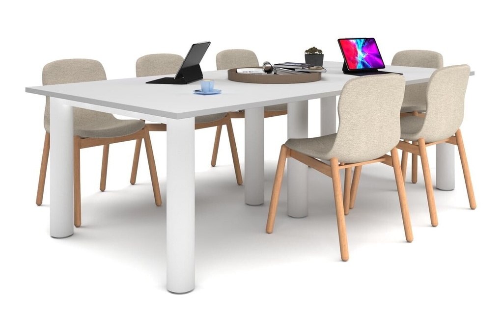 [NONE,BQCL2412.W.WT,NONE|0,1180,0()] Quadro Cylinder Leg Modern Boardroom Rectangle Table [2400L x 1200W]