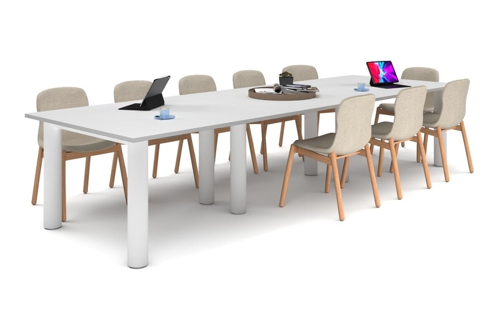 [NONE,BQCL3612.W.WT|0,1691()] Quadro Cylinder Leg Modern Boardroom Rectangle Table [3600L x 1200W]