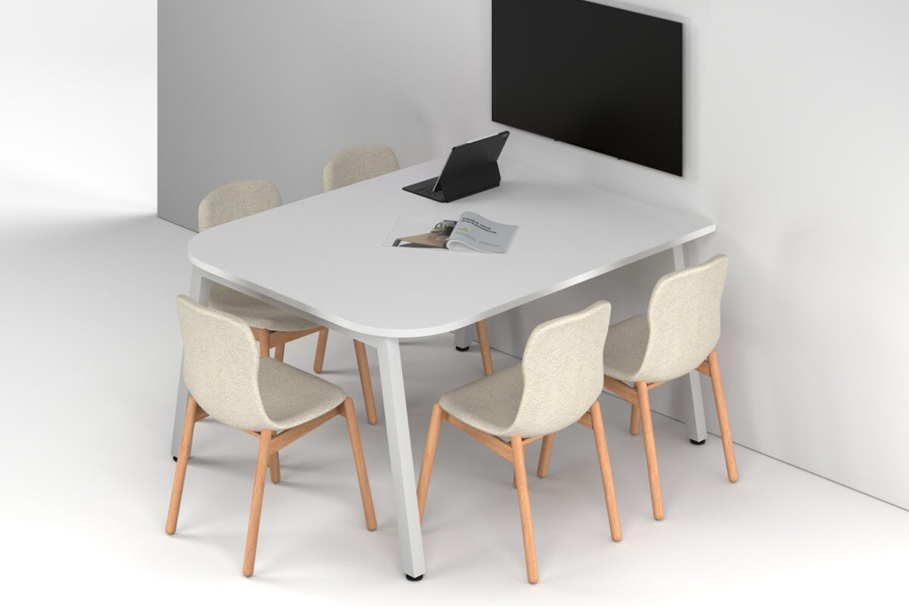 [NONE,BQD1512.W.R.WT|0,765()] Quadro A Leg Modern Half Meeting Table - Large Rounded Corners [1500L x 1200W with Large Rounded Corners]