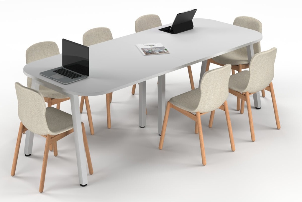 Quadro A Leg Modern Boardroom Table - Large Rounded Corners [2400L x 1000W with Large Rounded Corners]