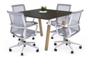 Quadro A Legs Modern Boardroom Table Wood Legs - Rounded Corners [1100L x 1100W with Rounded Corners]